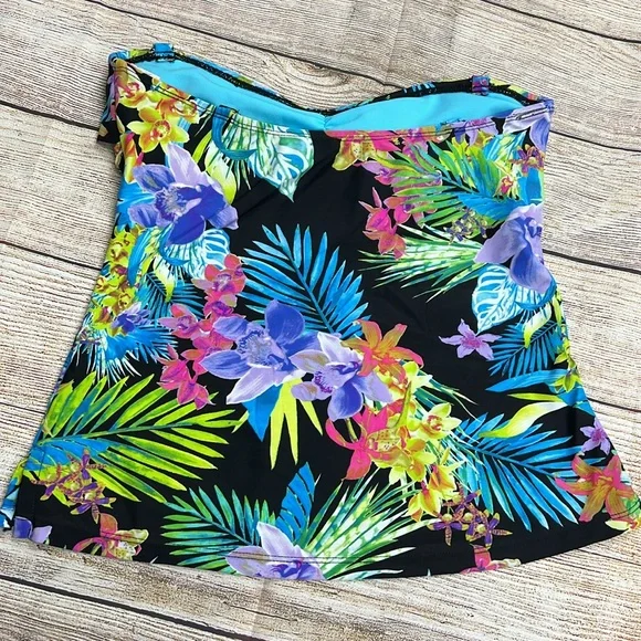 Island Escape Montage Gardens Floral Strapless Tankini Swim Top - Picture 2 of 6